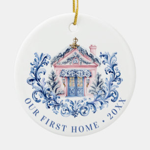 Grandmillennial Holiday   First Home Ceramic Ornament