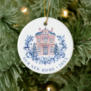 Grandmillennial Holiday   New Home Ceramic Ornament