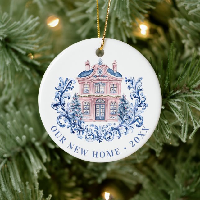 Grandmillennial Holiday | New Home Ceramic Ornament (Tree)