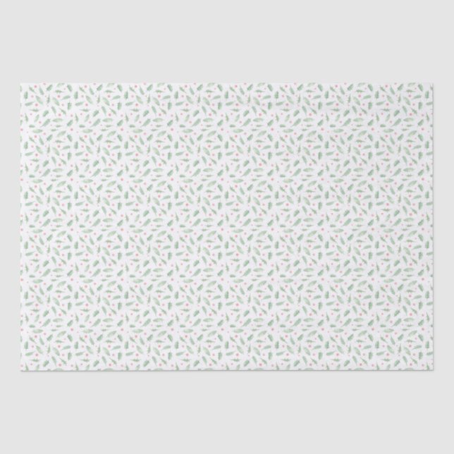 Grandmillennial Holly Christmas  Tissue Paper (Front)