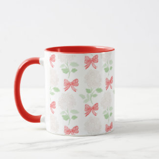 Grandmillennial Hydrangea & Bows Red Mug