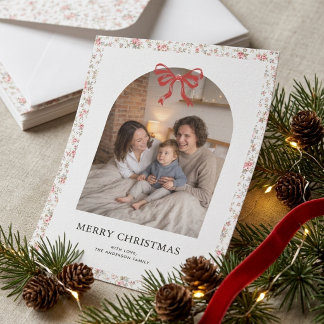 Grandmillennial Noël Famille Arche Photo Carte de