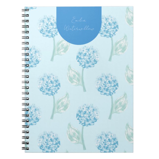 Grandmillennial Painterly Hydrangea Customizable Notebook (Front)