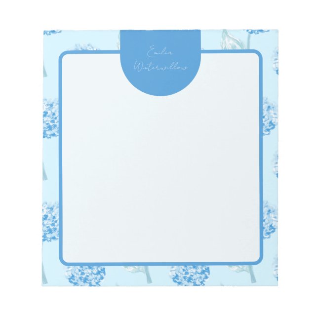 Grandmillennial Painterly Hydrangea Customizable Notepad (Front)
