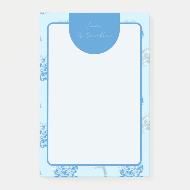 Grandmillennial Painterly Hydrangea Customizable Post-it Notes (Front)