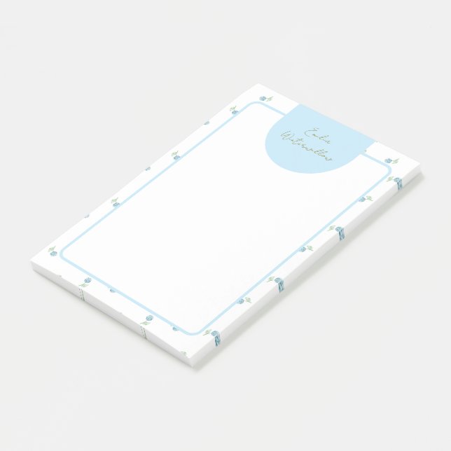 Grandmillennial Painterly Hydrangea Customizable Post-it Notes (Angled)