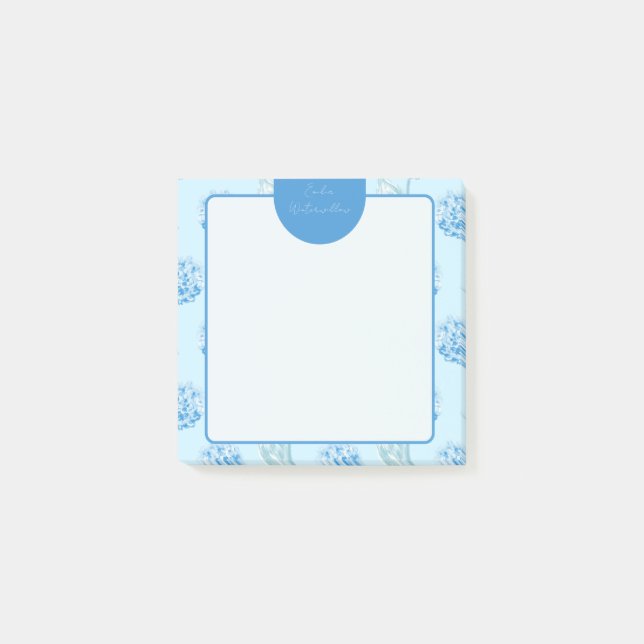 Grandmillennial Painterly Hydrangea Customizable Post-it Notes (Front)