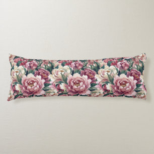 Grandmillennial Peonies   Dusty Mauve Body Pillow