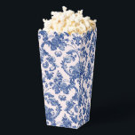 Grandmillennial Pink & Blue Damask  Favor Box<br><div class="desc">This party popcorn box design has a preppy grandmillennial design featuring a navy blue damask pattern on a blush pink background.</div>