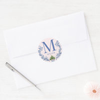 Grandmillennial Pink & Blue Damask Monogram