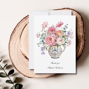 Grandmillennial Pink Peony Cottage Garden Florals Card