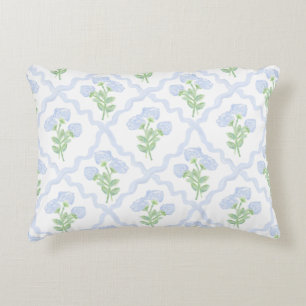Grandmillennial Preppy Hydrangeas Trellis Accent Pillow