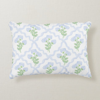 Grandmillennial Preppy Hydrangeas Trellis Accent Pillow