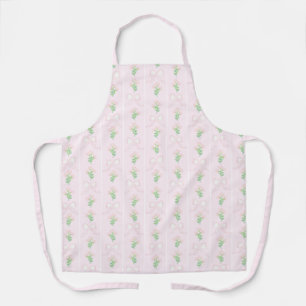 Grandmillennial Preppy Pink Bows Floral  Apron