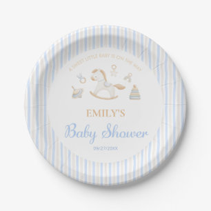 Grandmillennial Rocking Horse Baby Shower Paper Plate
