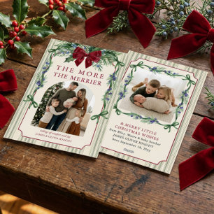 Grandmillennial Stripe More the Merrier Baby Photo Holiday Card