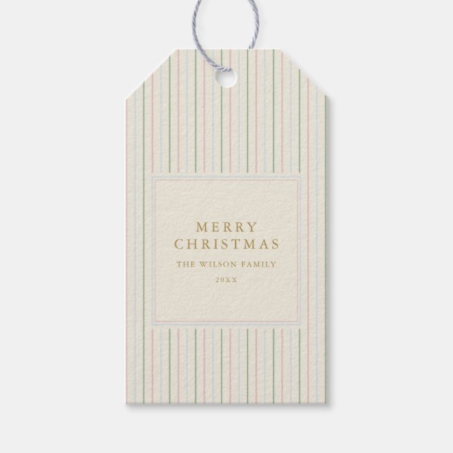 Grandmillennial Stripes Christmas Gift Tags (Front)