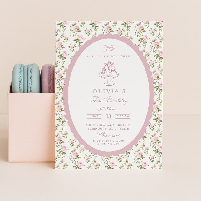 Grandmillennial  Vintage Floral Birthda Invitation (Creator Uploaded)
