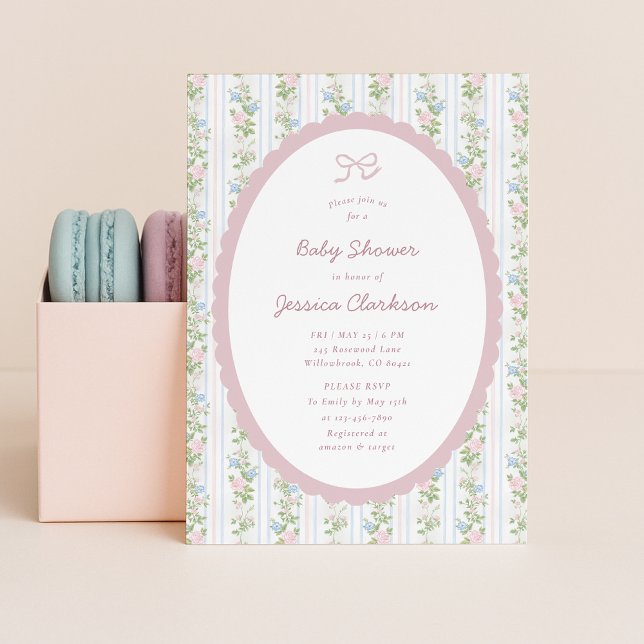 Grandmillennial Vintage Style Floral Baby Shower  Announcement (Creator Uploaded)