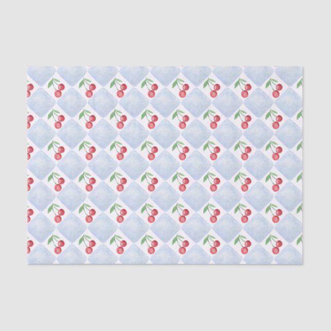 Grandmillennial Watercolor Cherries Tissue Paper (Front)