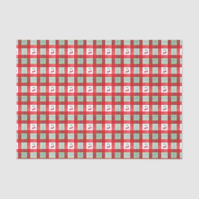 Grandmillennial Watercolor Cherries Tissue Paper (Front)