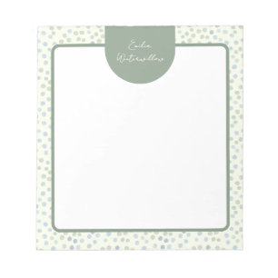 Grandmillennial Watercolor Polka Dot Customizable Notepad