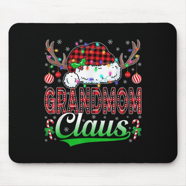 Grandmom Claus Christmas Lights Matching Family Xm Mouse Pad (Front)