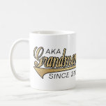 Grandmom Mug "AKA Grandmom Since..."<br><div class="desc">Grandmom Mug "AKA Grankdmom Since... " Personalize by deleting, "AKA Grandmom Since 2009" and "We love you so much, Steven, Sarah, Karen, Robbie and Shana." Then choose your favourite font style, size, colour and wording to personalize your mug! Create a simply simple gift by adding some goodies to the mug,...</div>