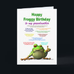 Grandmother, Birthday, Frog Jokes Card<br><div class="desc">A funny birthday card for your grandmother. Lots of really bad frog jokes. A cool frog puts his thumb up to show he likes the jokes. give a laugh as well as a cool birthday card.</div>
