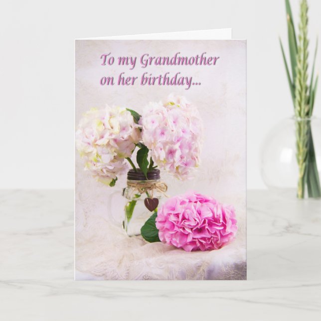 Grandmother Birthday Pink Hydrangeas Card (Front)