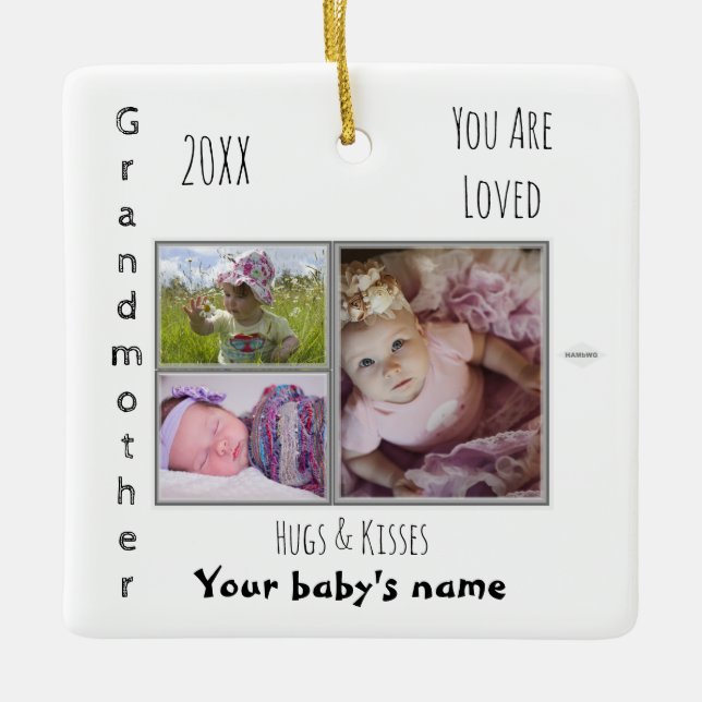 Grandmother Ceramic Photo Ornament  (Front)