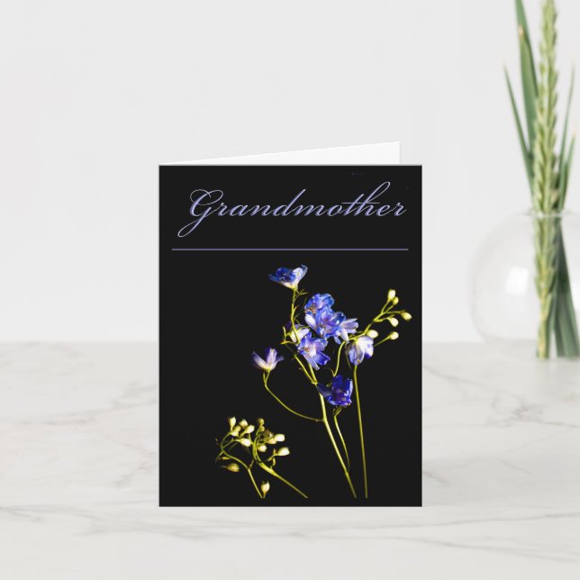 Grandmother Delicate Blue Flowers Note Card (Front)