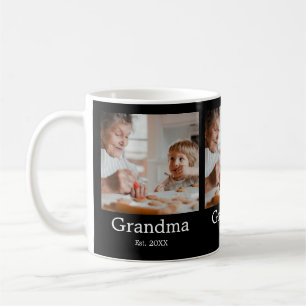 Grandmother Established Black 3 Photo Gift Coffee Mug