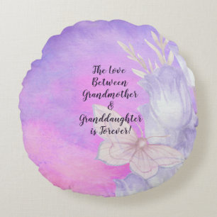 Grandmother Granddaughter Love Is Forever Can Edit Round Pillow