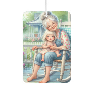 Grandmother Granddaughter Porch Embrace Air Freshener