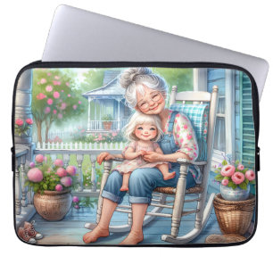 Grandmother Granddaughter Porch Embrace Laptop Sleeve