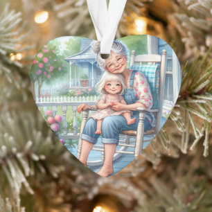 Grandmother Granddaughter Porch Embrace Ornament