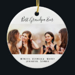 Grandmother grandkids photo ceramic ornament<br><div class="desc">A gift for your Grandfather for birthdays,  Christmas or a special event. Black text: Best Grandpa Ever written with a trendy hand lettered style script. Personalize and use your own photo and a name. A chic white background.</div>