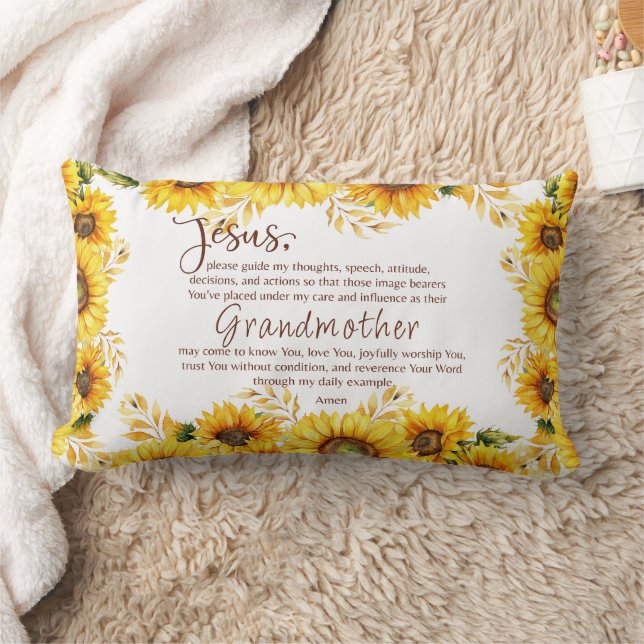 Grandmother Grandma Christian Prayer Customizable Lumbar Pillow (Blanket)