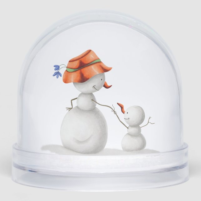 Grandmother Grandson Snowman Holding Hands (Avant)