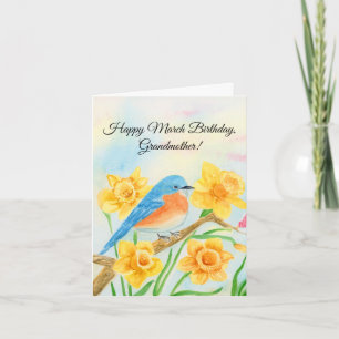 Grandmother Happy March Birthday Blue Bird Card