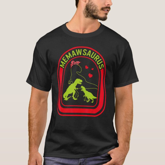 Grandmother Memawsaurus Dinosaur Heart Dinosaur  M T-Shirt (Front)