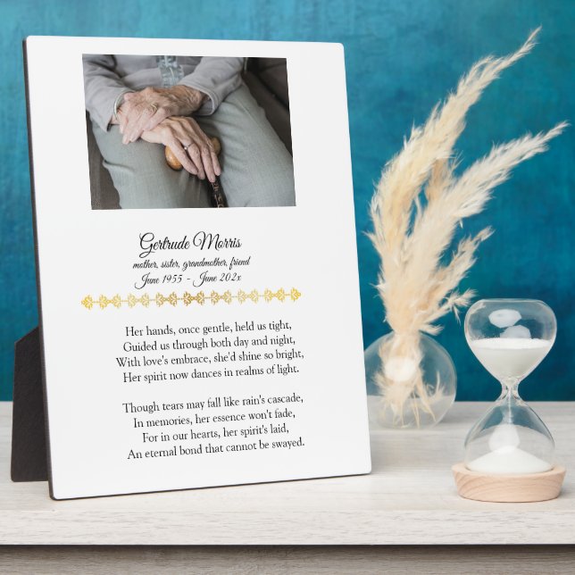 Grandmother Memorial Poem with Photo Tabletop  Plaque (Side)