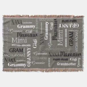 GRANDMOTHER MOM MOM Mothers Day Gift Throw Blanket