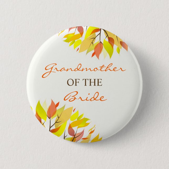 Grandmother of the Bride Autumn Wedding Button (Front)