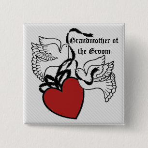 Grandmother Of The Groom Heart Doves Button