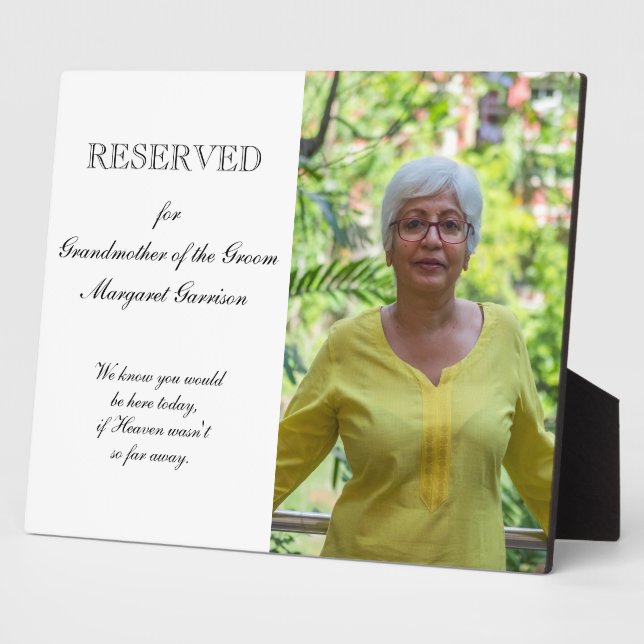 Grandmother of the Groom Photo Memorial Wedding Plaque (Side)