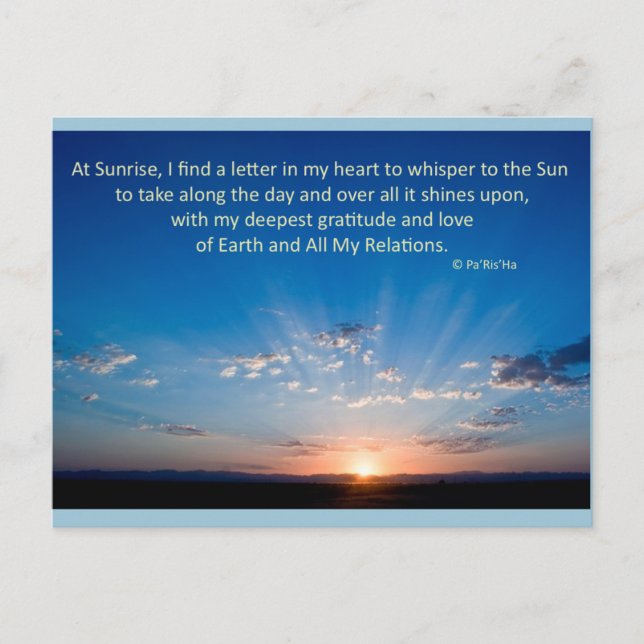 Grandmother Pa'Ris'Ha's Wisdoms Postcard (Front)