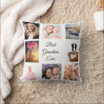 Grandmother Photo collage white Throw Pillow<br><div class="desc">A gift for your grandmother celebrating her life with a collage of 8 photos.  Black text: Best Grandma Ever. Use photo of her,  children,  grandchildren,  husband,  pets,  friends,  her dream travel destination. White background. Perfect as a Mother's Day gift or for birthdays and Christmas.</div>