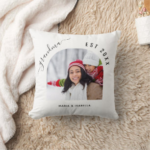 Grandmother photo grandchildren white black script throw pillow